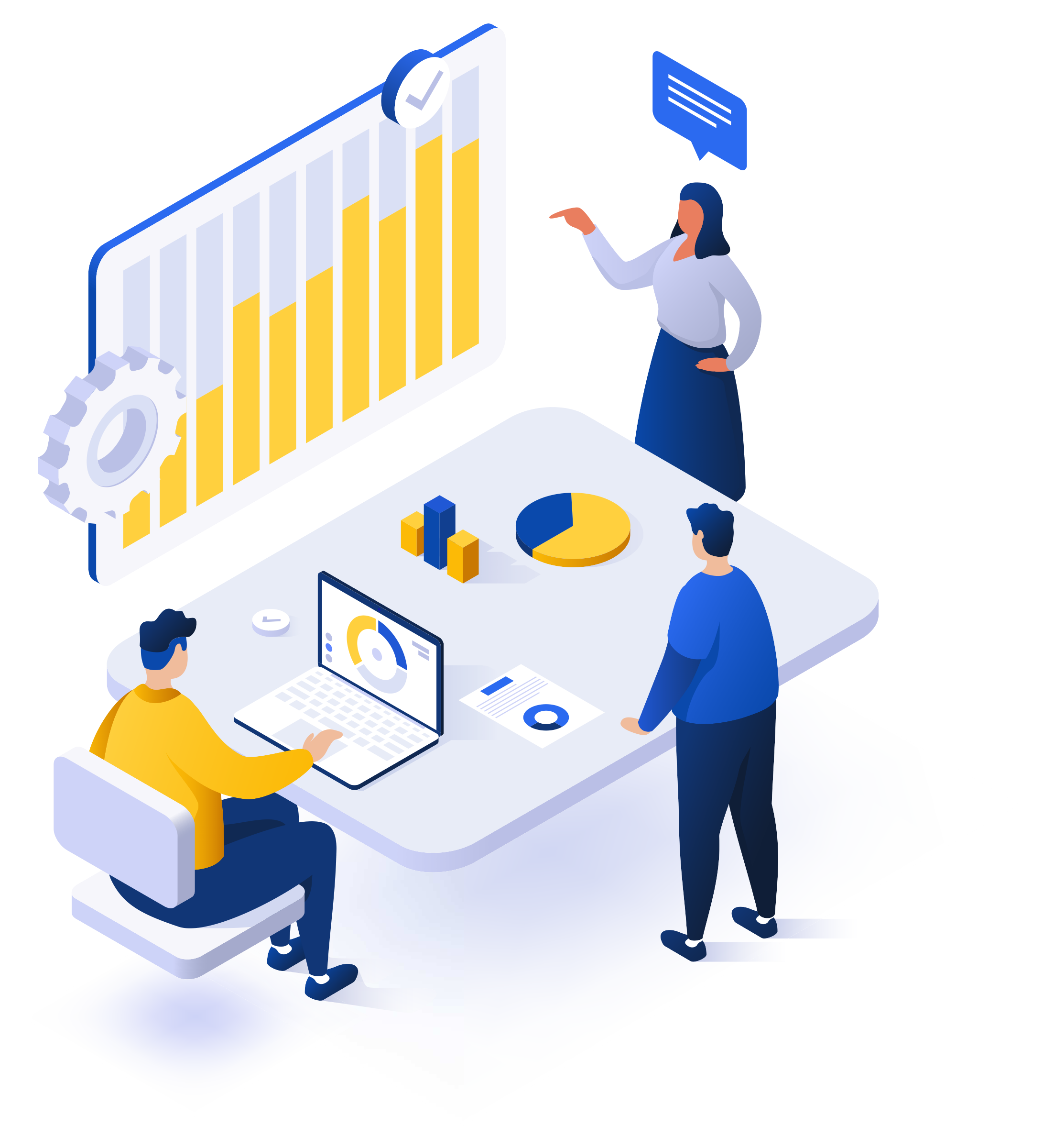 People planning business improvements around a chart